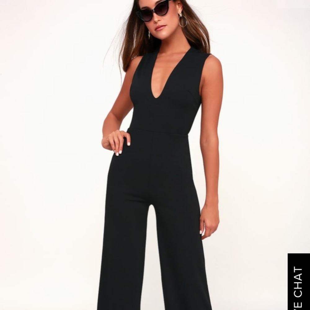 lulu’s backless black jumpsuit